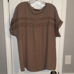 Chic Brown Lace Women's Blouse